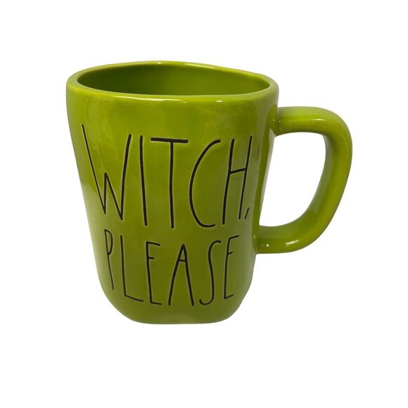 RAE Dunn Artisan Collection Green Witch Please Halloween Mug Cup 3"W 5"H 18oz - Picture 1 of 6